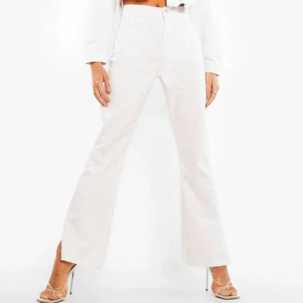 Boohoo Side Slit Flare Jeans